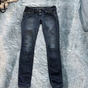134.  Express Dark Wash Skinny Jeans